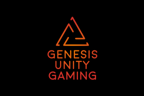 Logótipo Genesis Unity Gaming - vertical colorida sob fundo
