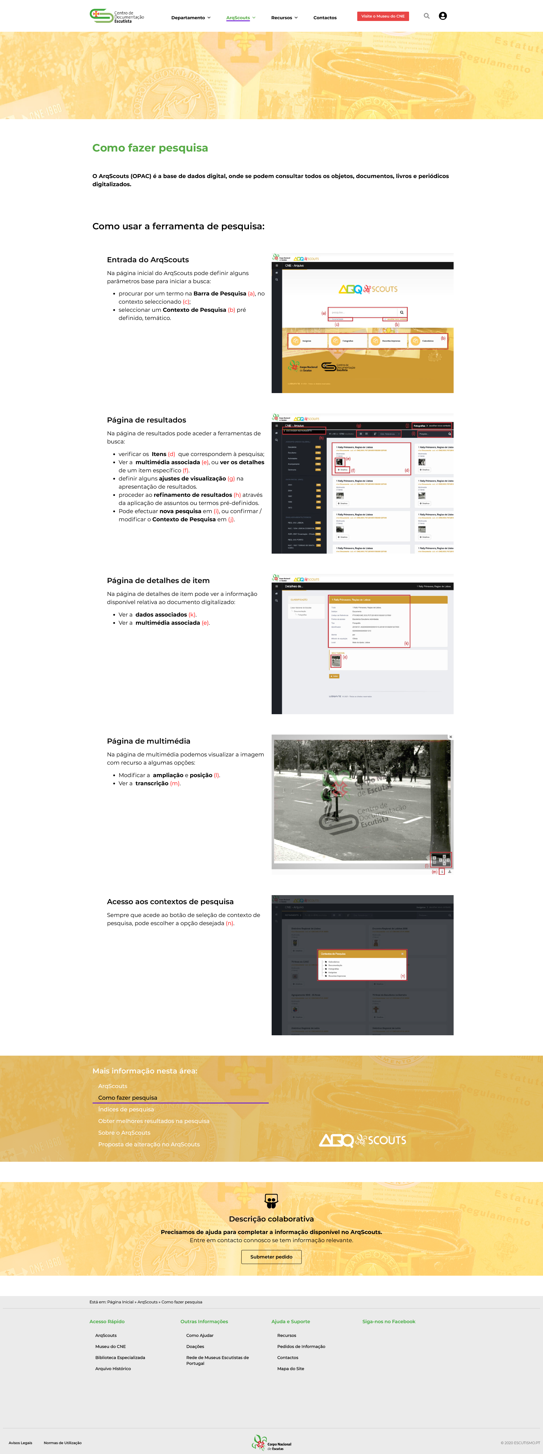Site CDE - Como fazer pesquisa no ArqScouts